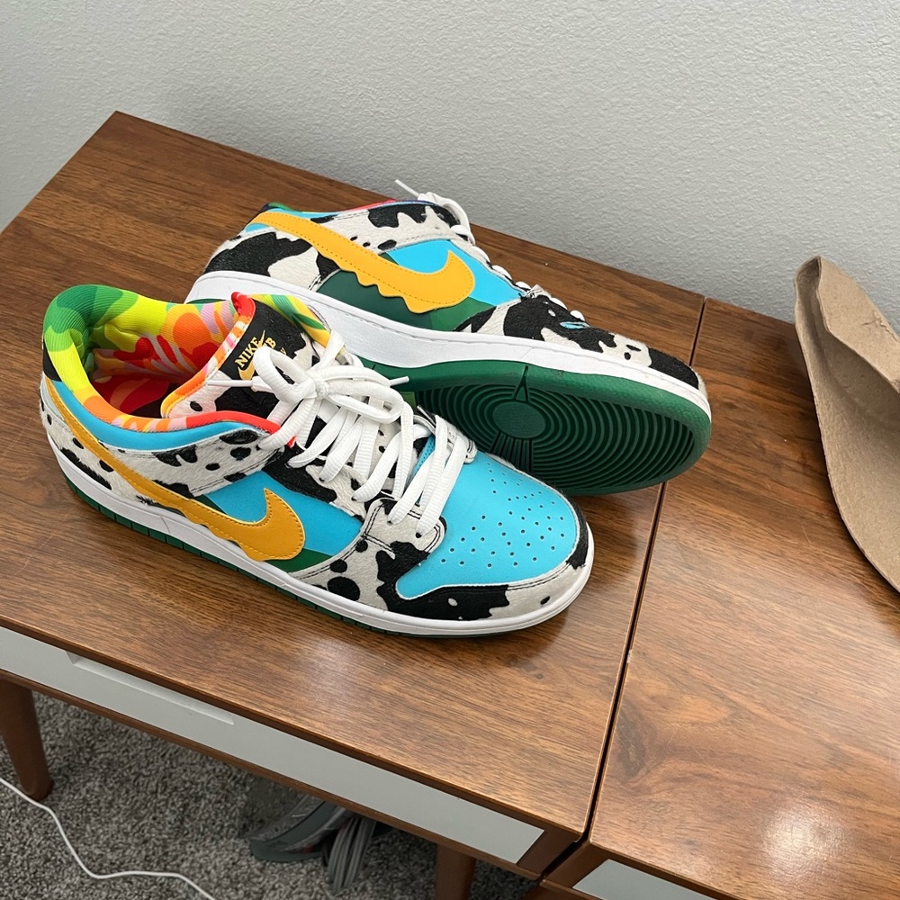 Colorful Cow Print Sneakers with Yellow chunky dunks Ben Jerry copy